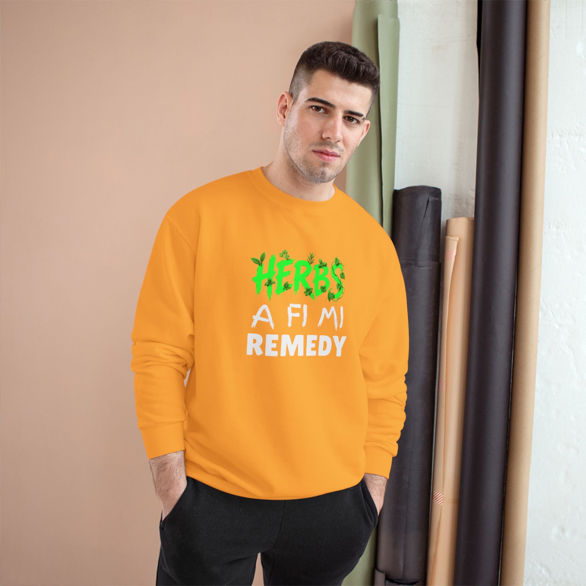 Herbs A Fi Mi Remedy Sweatshirt — Jamaican Patois Herbal Remedy Champion Crewneck