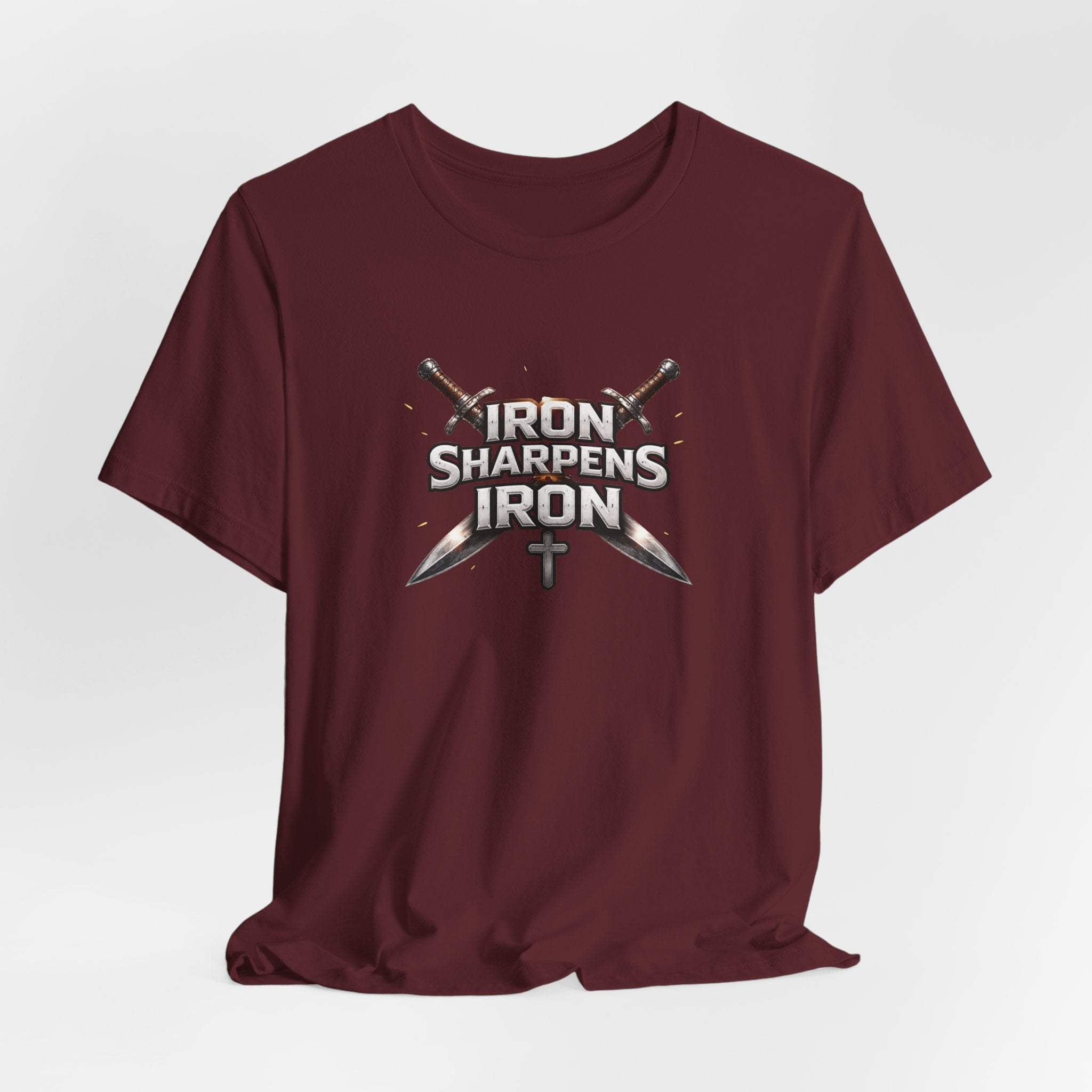 Iron Sharpens Iron T-Shirt — Christian Faith Cross & Swords Tee