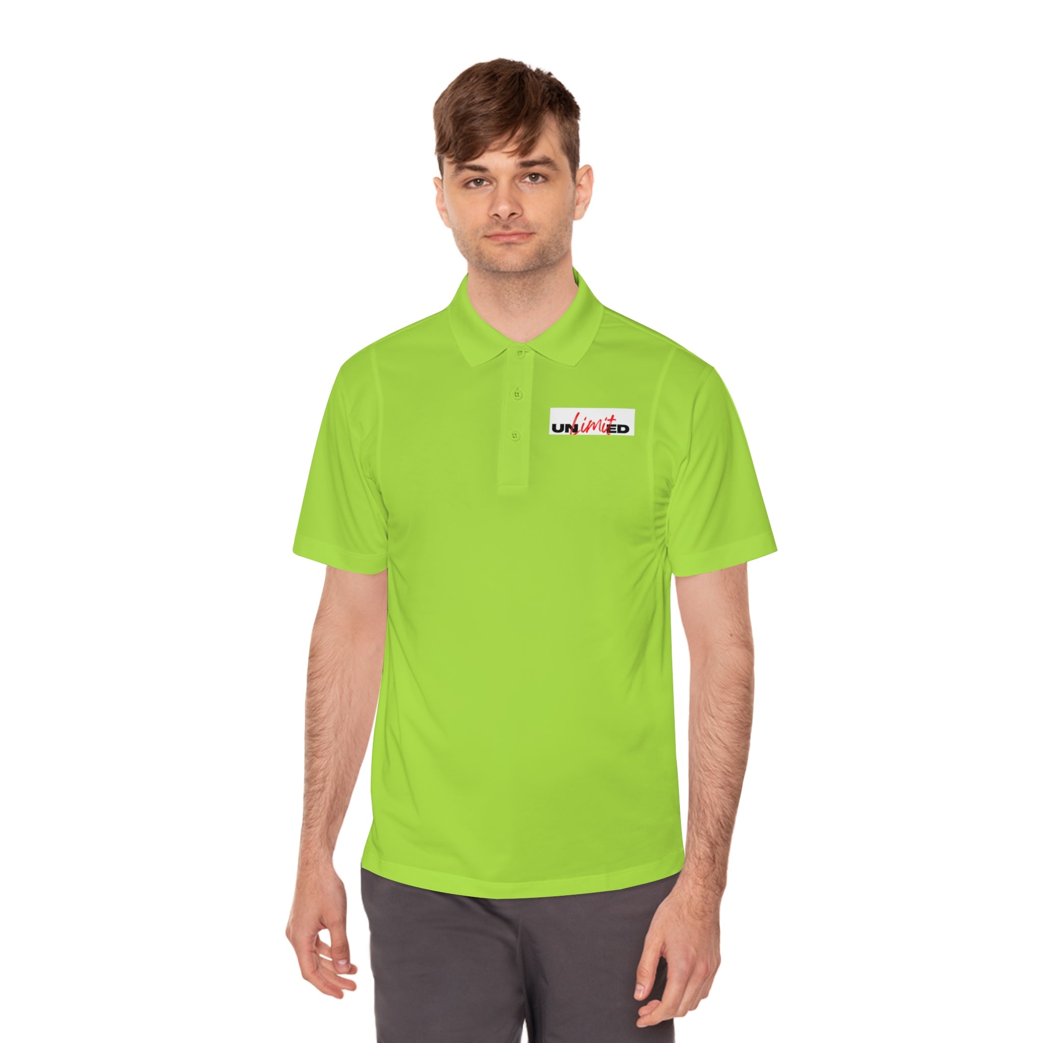 Unlimited Sport Polo — Men’s Performance Polo with 'Unlimited' Motivational Logo