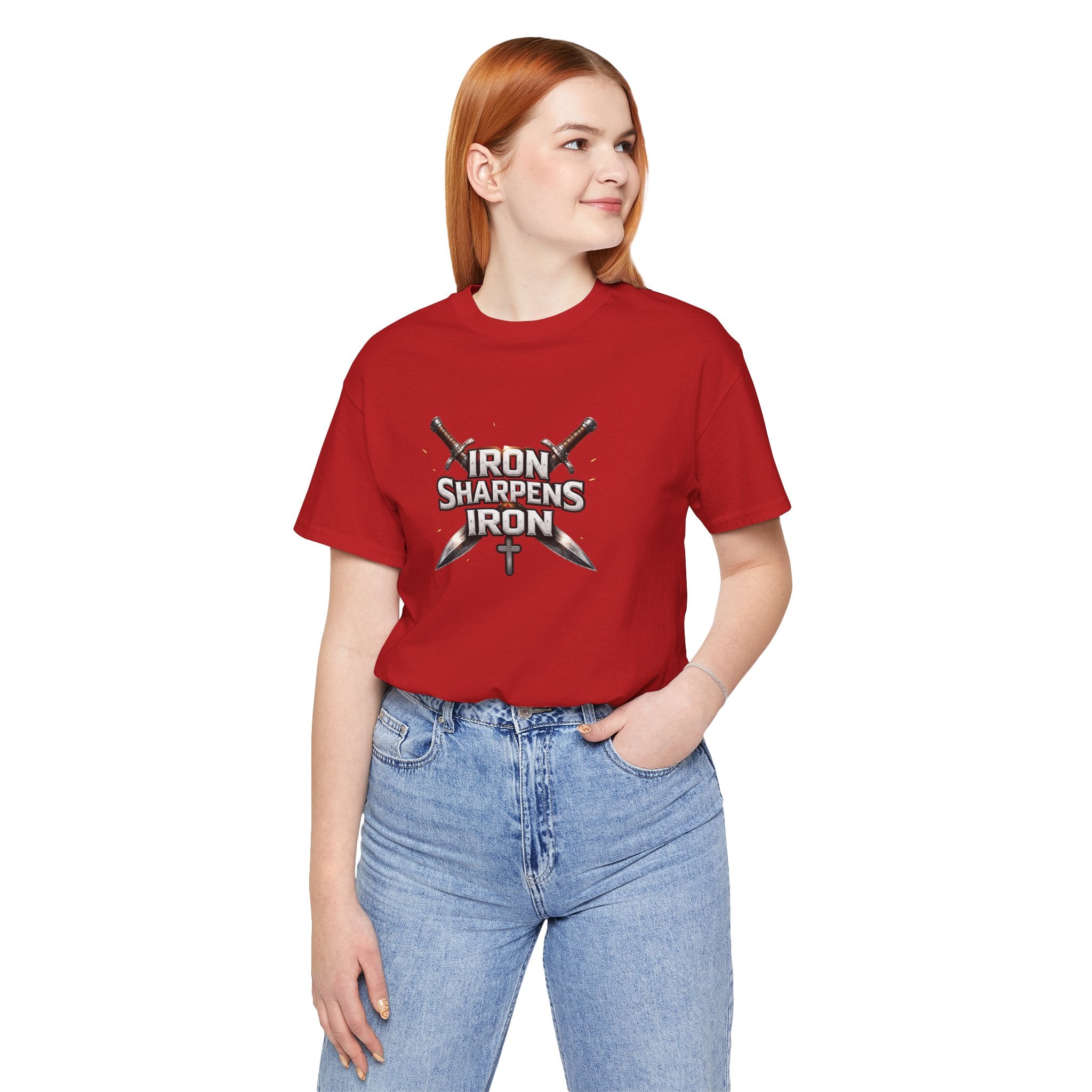 Iron Sharpens Iron T-Shirt — Christian Faith Cross & Swords Tee